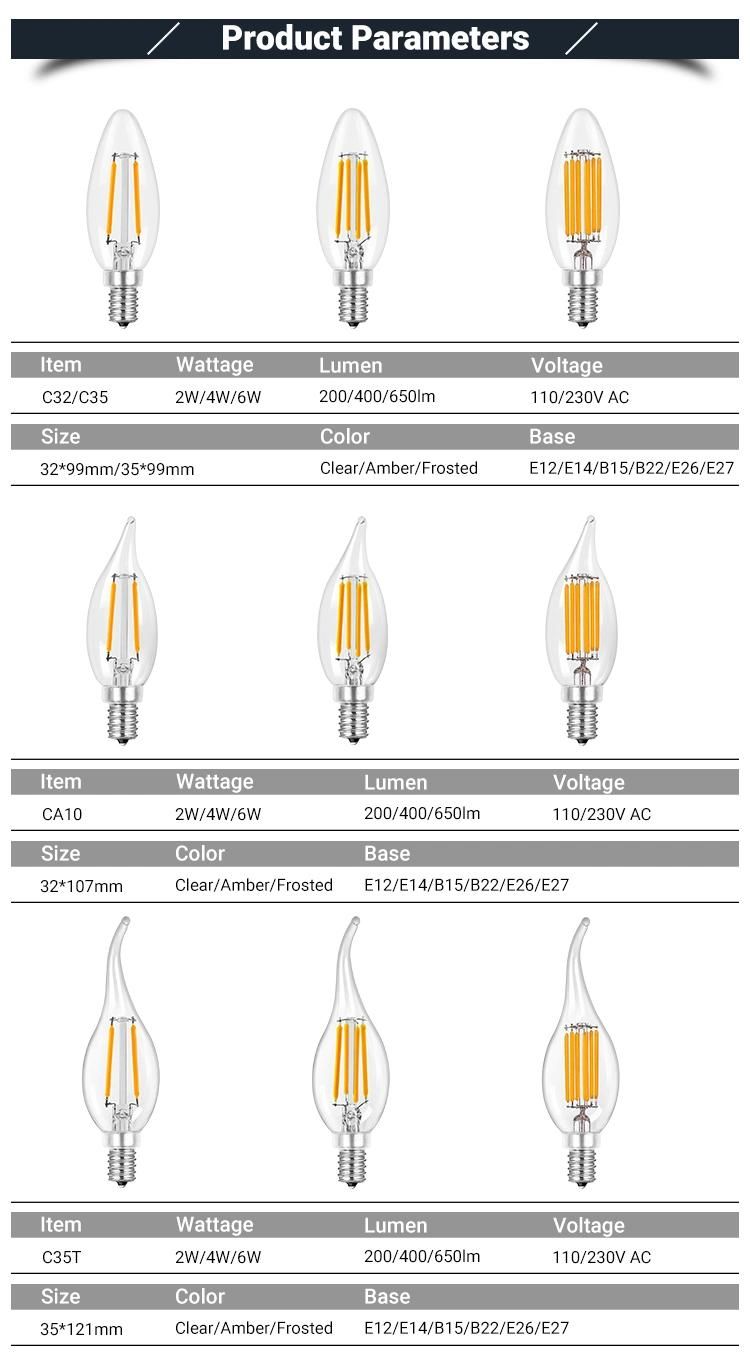 4W Candelabra Base Bulb Light Dimmable E14 LED Candelabra Bulb