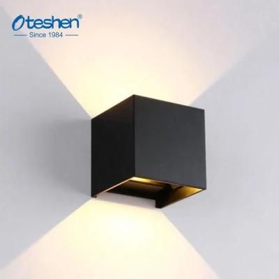 6W Square IP65 Black Aluminum Cube up and Down Wall Washer Surface Mount LED Wall Lamp Outdoor