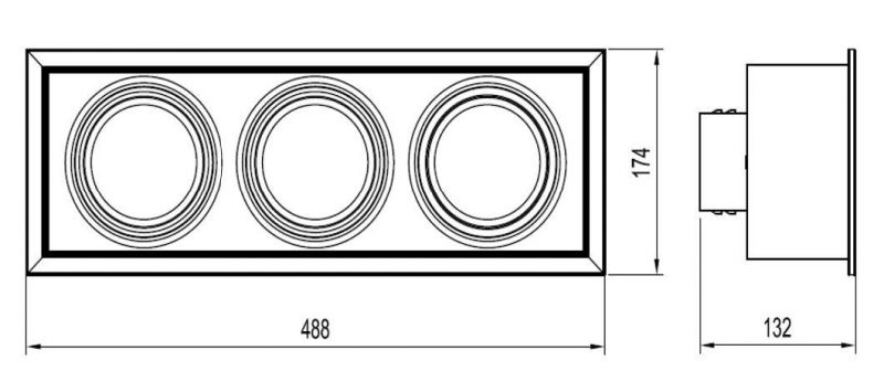 Good Quality Triple Head Dimmable COB LED Square Grille Light with Ce RoHS Approval