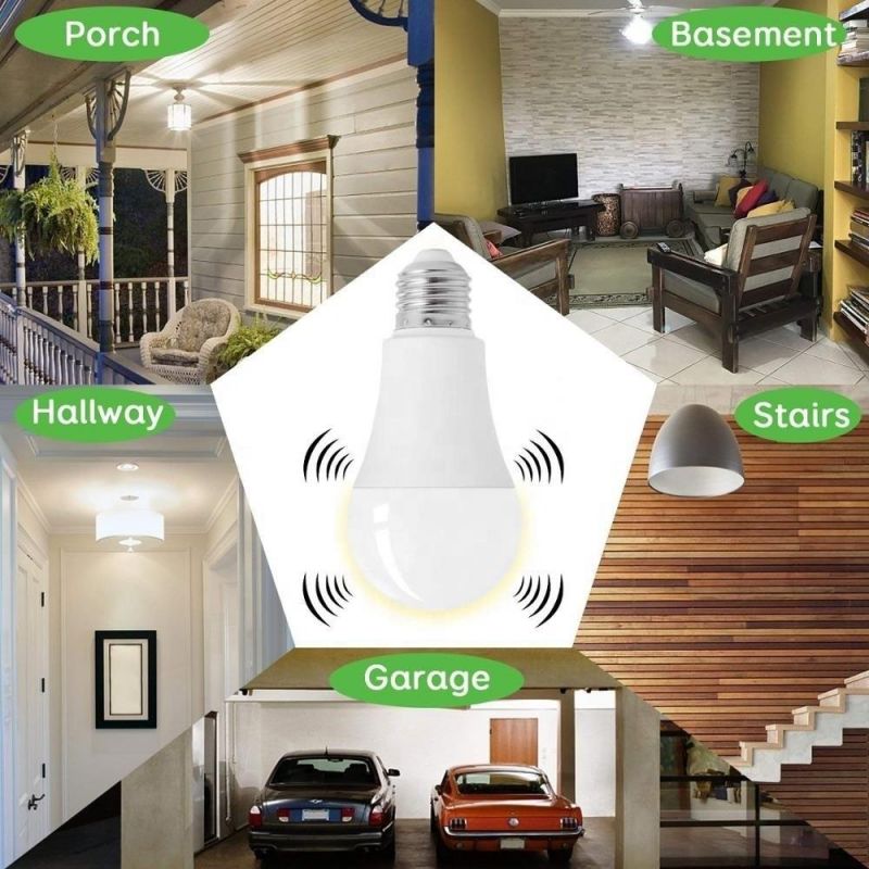 A60 6W LED Radar Motion Sensor Bulb Light Control Sensor LED Bulb A60 E27 9W