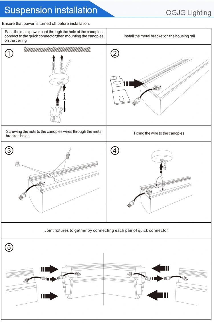 Shop 1.2m 2.4m LED Commercial Linear Suspension Lighting