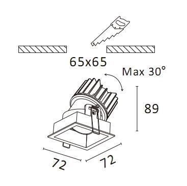 Manufacturer IP44 Adjustable COB LED Light 6W/10W Narrow Trim Square Frame Spotlight Ceiling Recessed LED Downlight