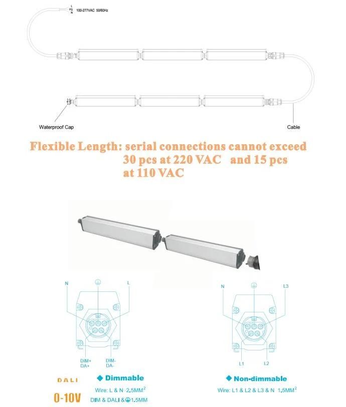 1.2m 1.5m Connectable Aluminium LED Linear Pendant Light