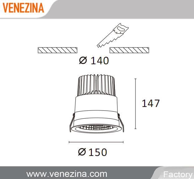30W/40W/50W IP44 CREE COB LED Downlight Recessed Spotlight