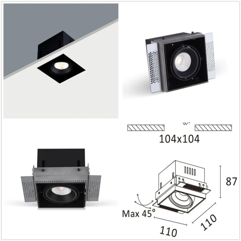 Ce, RoHS Approved Dimmable Trimless Box COB LED Spotlight