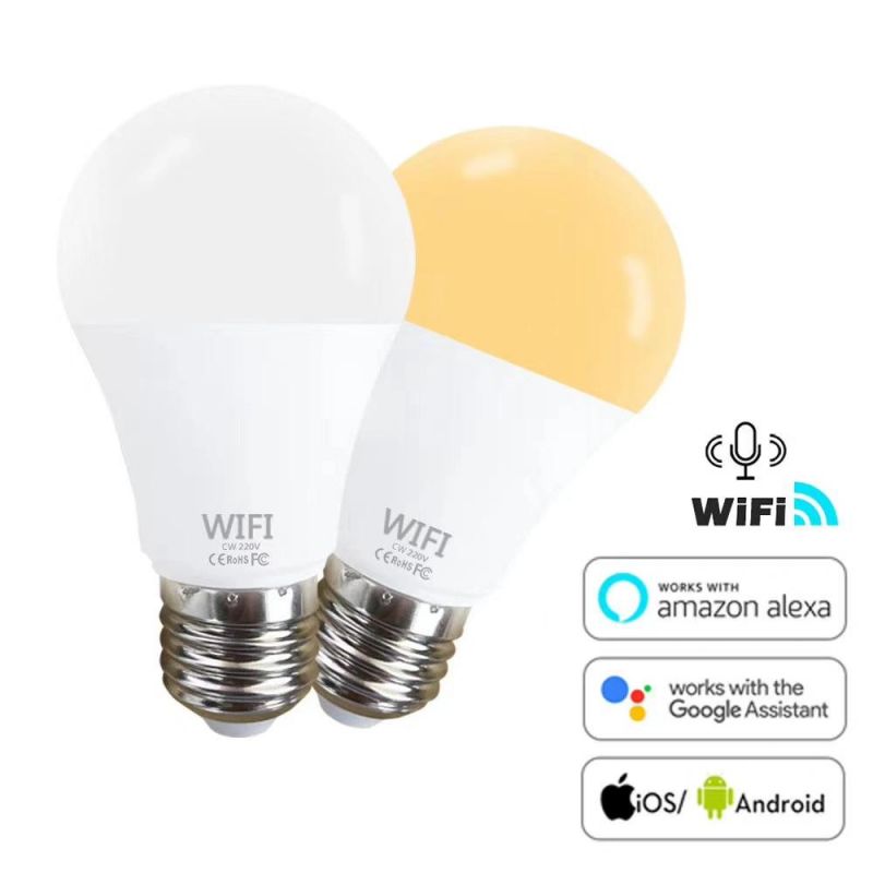RGBW Wi-Fi LED Bulb, Smart Light Bulb, Dimmable Multicolored Lights, RGB Lights Compatible with Alexa and Google Home