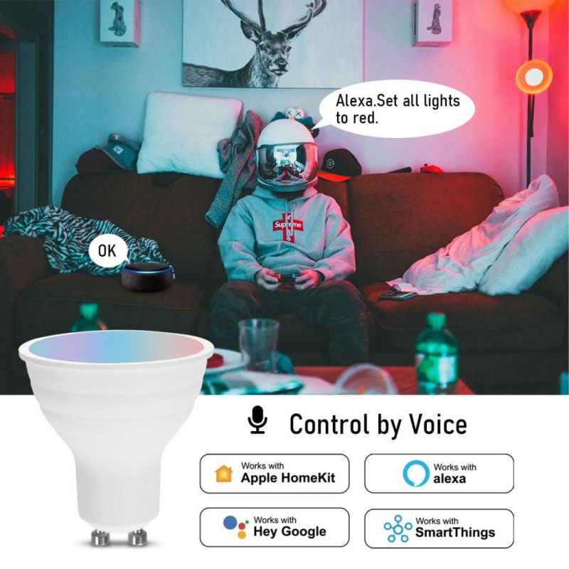 Smart WiFi Control Lamp LED RGB Light Dimmable Work with Alexa Google Home