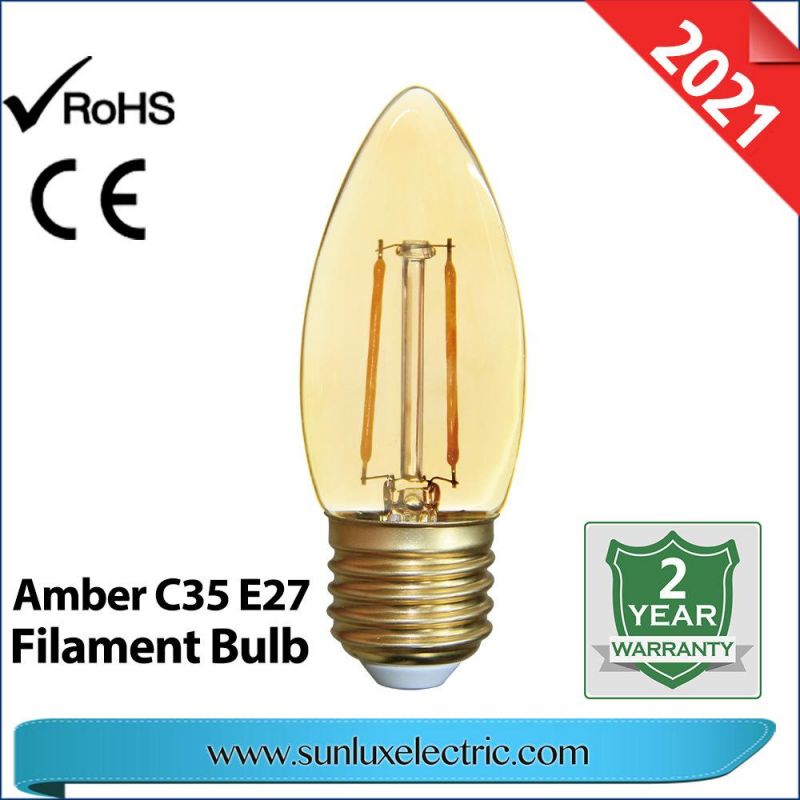 LED Decoration Light GLS 4W 6W 8W A60 8W C35 4W G45 Filament Bulb Light Clear Amber Color