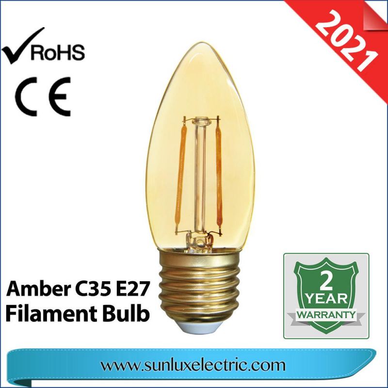 LED Decoration Light GLS 4W 6W 8W A60 8W C35 4W G45 Filament Bulb Light Clear Amber Color