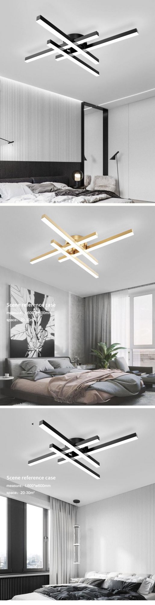 Modern Design Creative Lines Black Metal LED Ceiling Mounted Home Ceiling Light Lamps Lighting