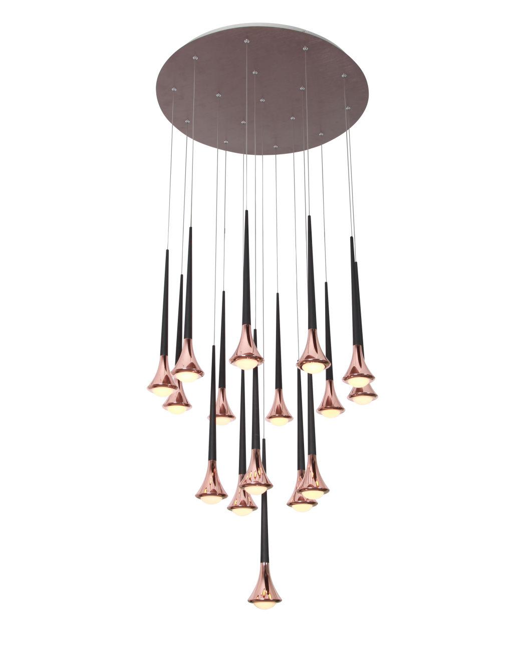 Masivel Lighting Luxury Modern Hotel Pendant Light Gold LED Chandelier Lighting