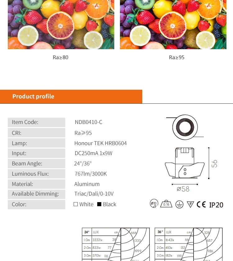 10W Ceiling Recessed COB LED Fixed Downlight