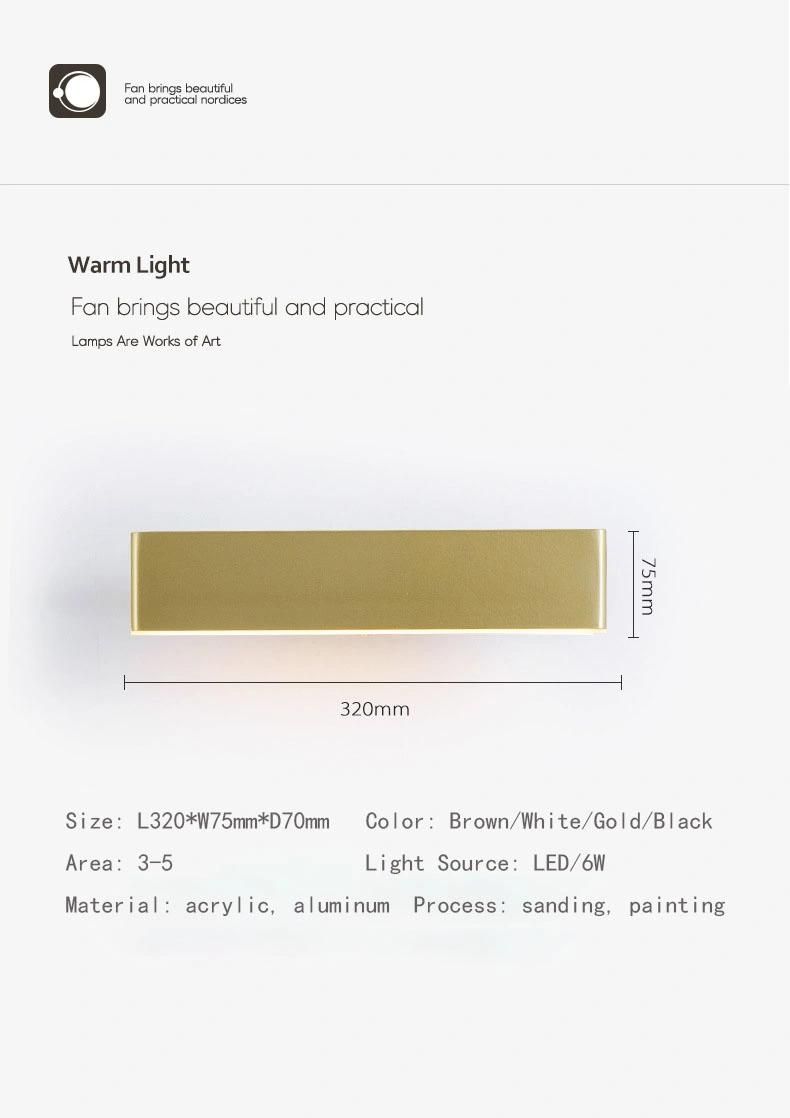 LED Wall Lamp Simple Modern Bedside Lamp Reading Personality Rectangular Rotatable Wall Lamp