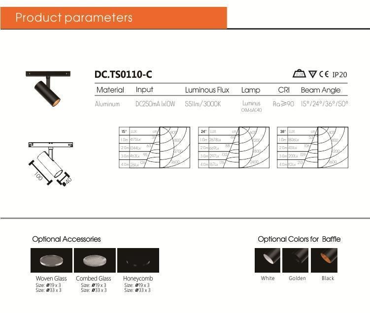 Aluminum DC48V Magnetic Spotlight LED Track Lighting