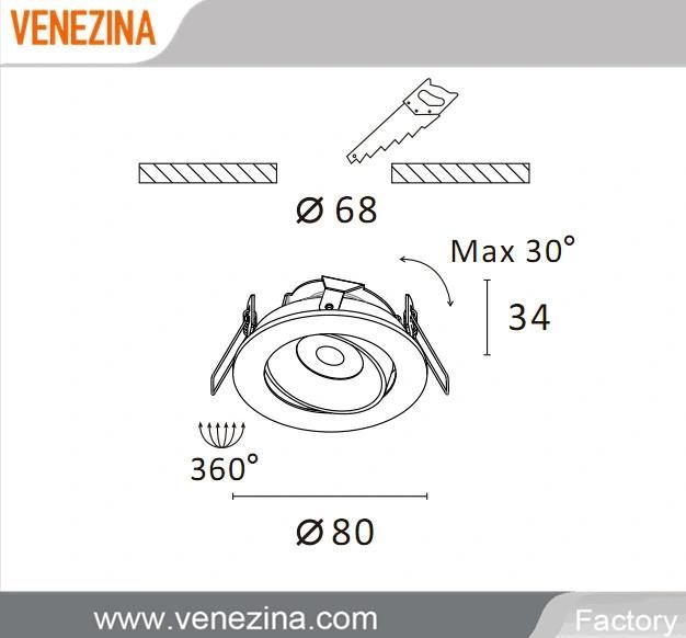 High Quality IP44 6W COB LED Spotlight Adjustable LED Light Fixture Ceiling Recessed LED Downlight 5 Year Warranty