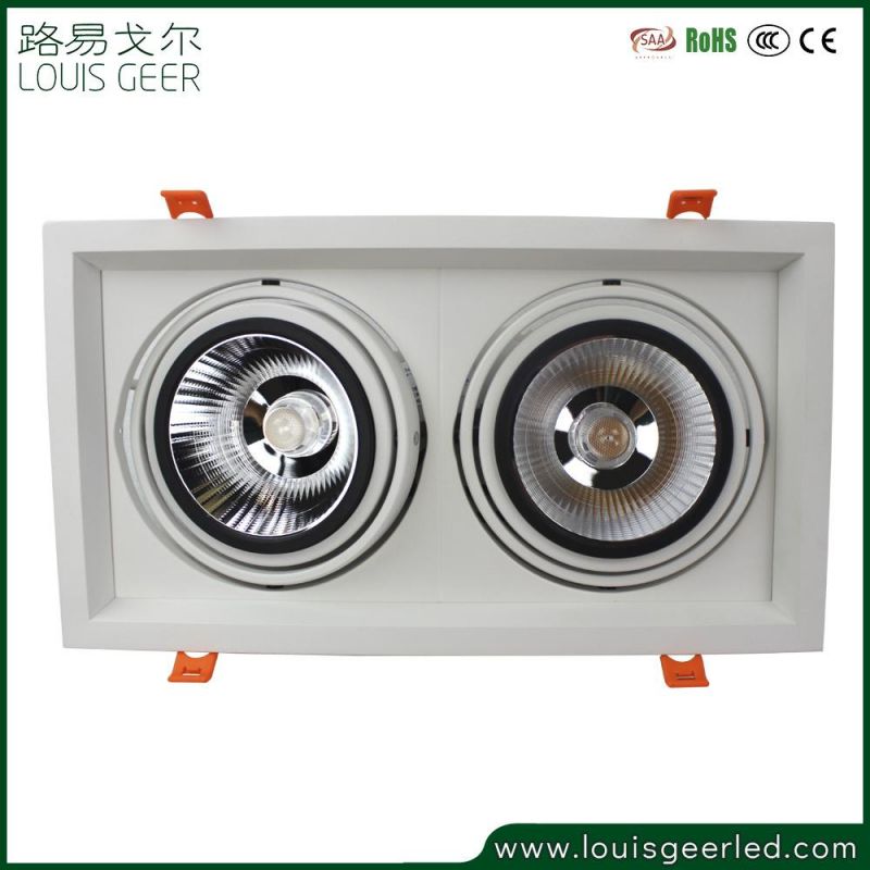 2020 New Arrival Double Head 20W Ceiling Recessed Mounted Rectangle COB LED Grille Downlight Spot Grill Light Fixture