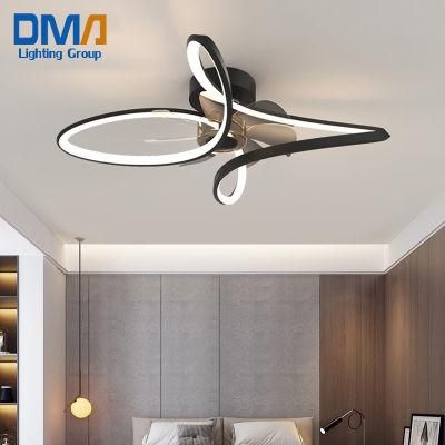 60W Black Living Room Decorate Modern Indoor Retractable LED Ceiling Fans Light