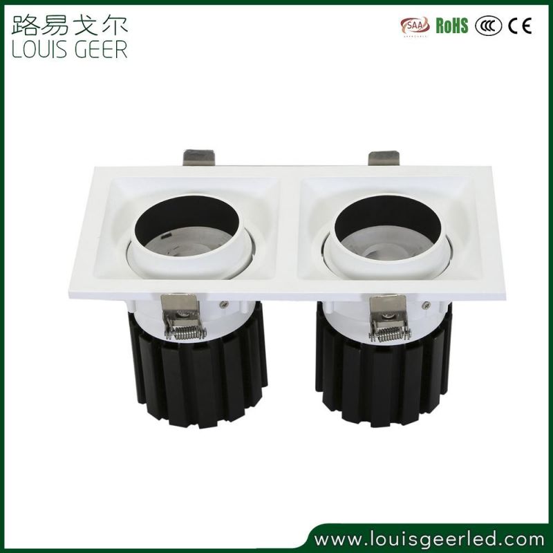 Aluminum Housing Thin Recessed Surface Mount Double Heads Customizable Wattage LED Grill Light