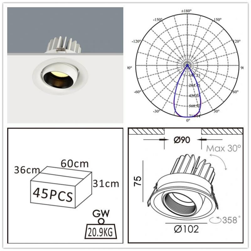 Deep Anti Glare Adjustable Recessed LED Spot Down Light