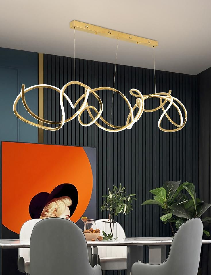 Hotel Stainless Steel Titanium Designer Decorative LED Lights Restaurant Chandelier Pendant Lamp