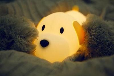 Silicone Cartoon Puppy Dog Sleeping Lamp for Baby Nursery Bedroom