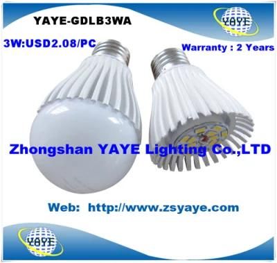 Yaye Top Sell High Quality Factory Price SMD5730 3W E27 LED Bulb with USD2.08/PC &amp; 2 Years Warranty