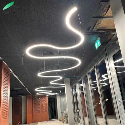 OEM Curve S Shape Circle LED Ring Dimmable Lamp Ceiling Hanging LED Pendant Light for Office