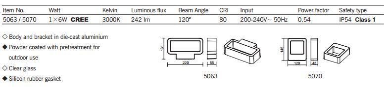 6W Warm White LED Outdoor Garden Wall Light