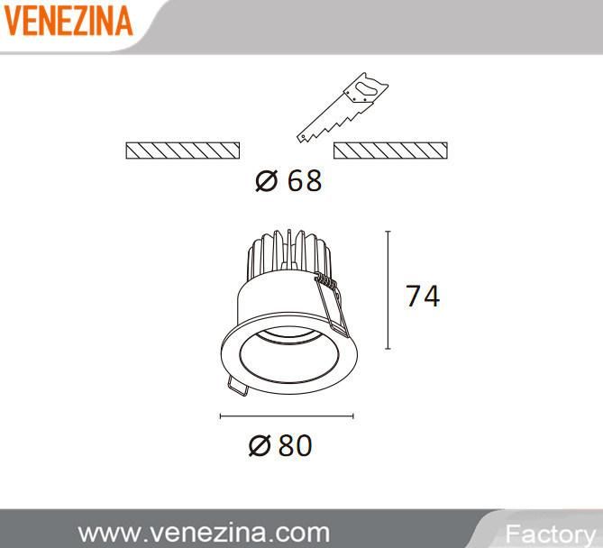 China Manufacturer Cast Aluminum Anti-Glare LED Down Light Ceiling Recessed Downlight