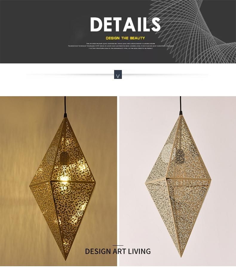 Modern Creative Art Stainless Steel Pendant Light LED Gold Chrome Rose Gold Geometric Polyhedron Chandelier