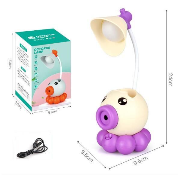 Creative Octopus Pencil Sharpener Pen Holder LED Table Lamp