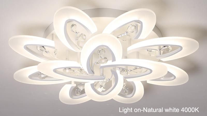 Cheap Large Flower Design Crystal Acrylic LED Round Ceiling Light 15 Heads Interior Home Lighting