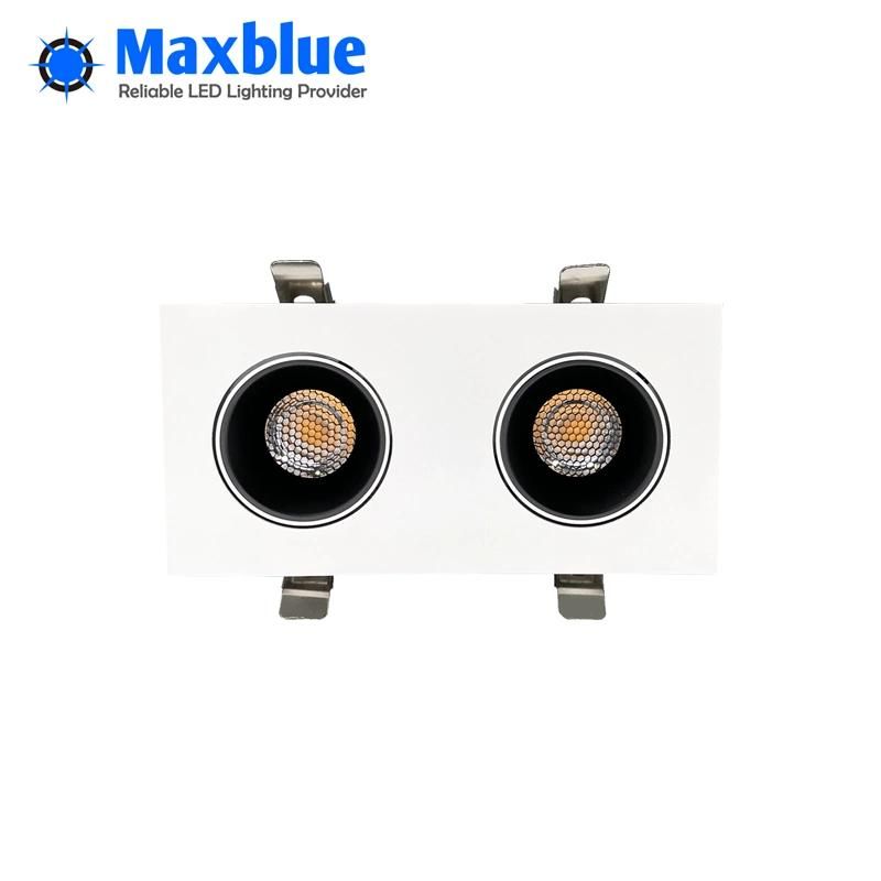 12W*2 Anti Glare Rectangle Double Head Spot Recessed LED Ceiling Downlight Dimmable