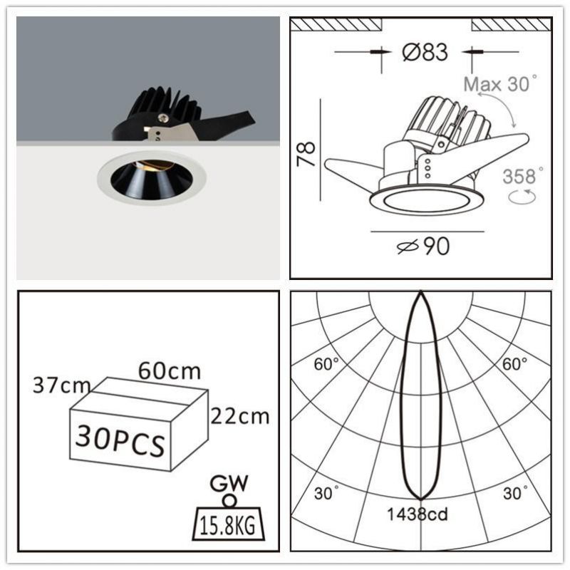 Spring Fixtured 6W, 10W Anti Glare LED Recessed Down Light