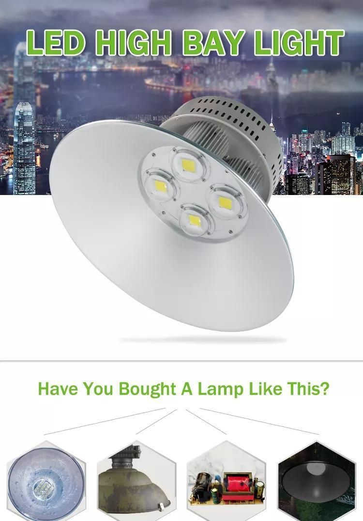 Aluminum 50W 80W 100W 120W 150W 200W 300W 400W Isolated Wide Voltage Waterproof Driver COB Lamp LED High Bay Light Color Temperature 3000/4000/6000K