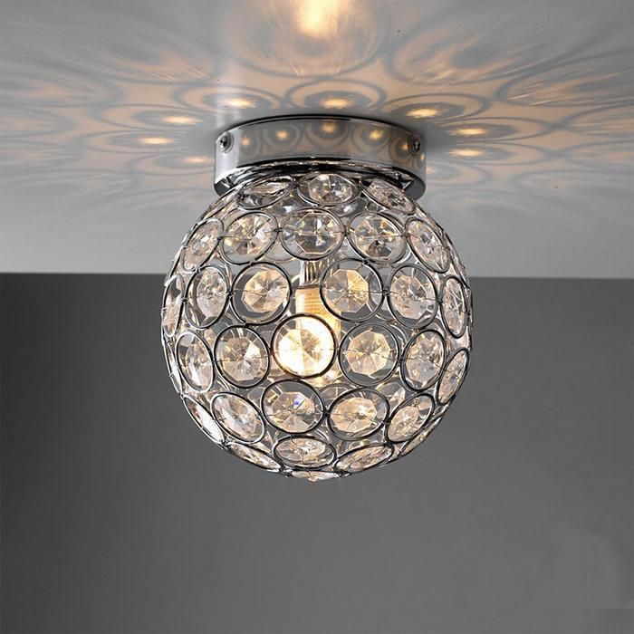 Modern Nordic Warm Round Creative Living Room Bedroom Crystal Ceiling Lamp LED