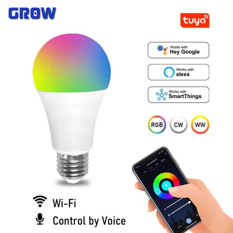 China Manufacturer LED Tuya A60 9W WiFi Rgbcw 220-240V Interior Smart Dimmable Bulb Work with Alexa Google Home