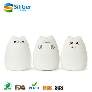 Korea Style Cartoon Soft Silicone Cat LED Night Lamp Night Light Color Changeable Bedside Desk Lamp