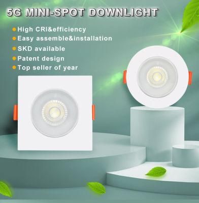 5g 3W 5W 7W 9W 12W Square 100lm/W PC Ceiling LED Spotlights 7W Plastic LED Downlight with RoHS