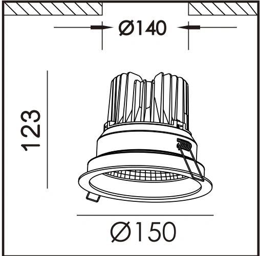 Manufacturer Fixed Ceiling LED Down Light 20W / 25W Recessed COB Downlight