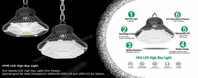 Ugr<19 Industrial Workshop IP65 200W Hive LED UFO High Bay Light with 160lm/W