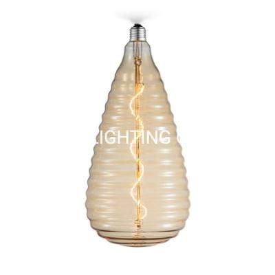 Rippled Drop-Shaped Decorative Glass LED Light Bulb