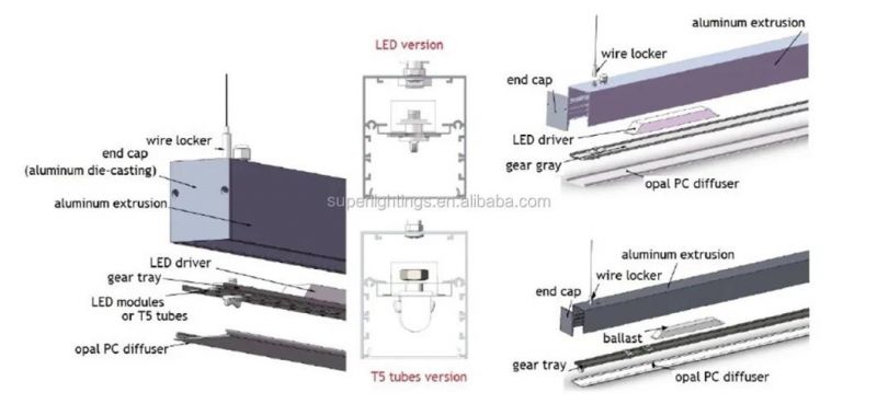 LED Linear Ceiling Light Fixtures with Customized Length