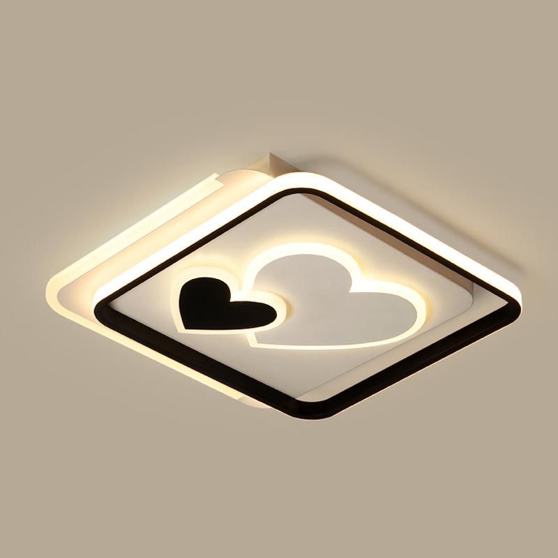Contemporary Square LED Heart Ceiling for Children Room Kid Bedroom Lamp