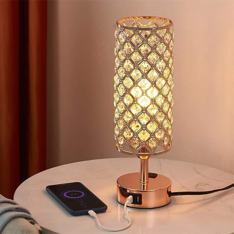 Touch Rechargeable Desk Crystal Bedside LED Luxury USB Desk Lamp