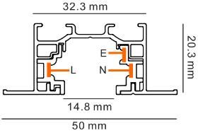 Recessed 1 Circuit LED Track Light Rail 3 Wire Aluminium Recessed Tracks Accessories