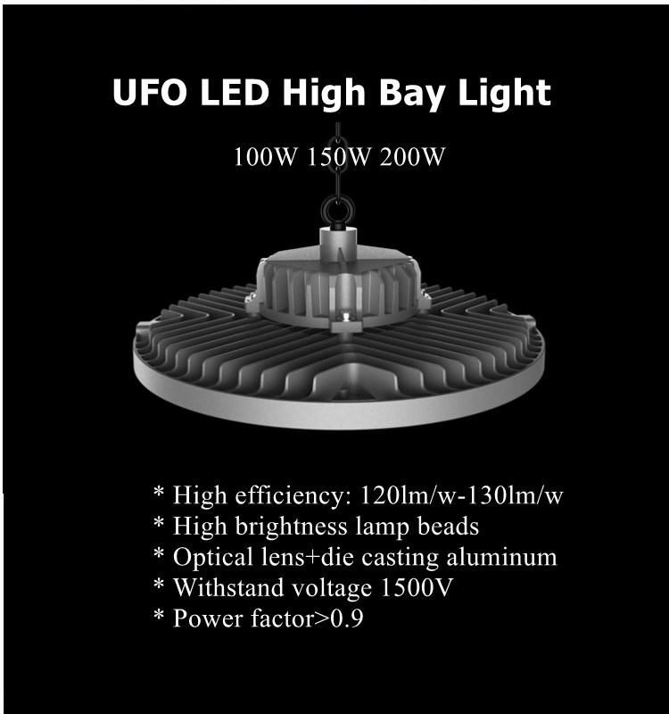 Professional Industrial Waterproof IP65 CRI>80 150W UFO LED Highbay Light