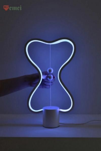 LED Magnetic Balance Smart Creative Bedroom Color-Changing Double Heart Small Lamp Wall Light Ceiling Light Indoor Lamp Seven Color Desk Table Lamps Hotel Lamp