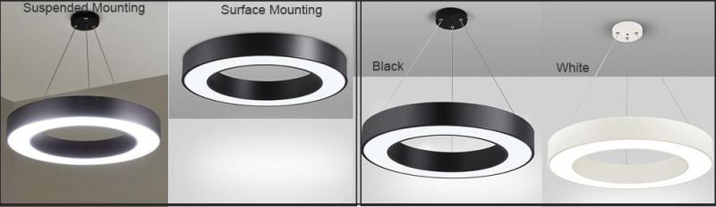 Suspending Round Shape Pendant LED Lighting with Black/White Shell Colors