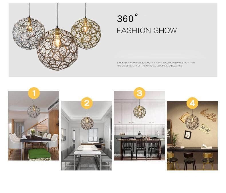 Modern Simple Stainless Steel Polyhedral Ball Chandelier Creative Geometric Mesh Chandelier